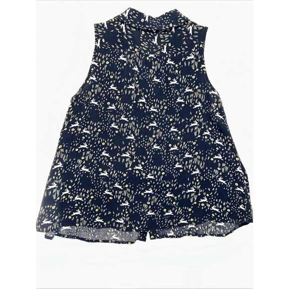 LC Lauren Conrad Womens Medium Disney Wonderland White Rabbit Sleeveless Blouse - Picture 7 of 11